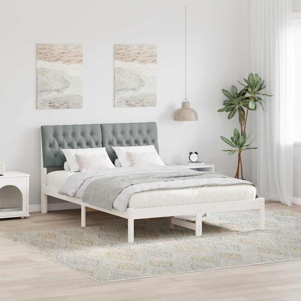 Bettgestell mit gepolstertem Kopfteil Weiß 150 x 200 cm