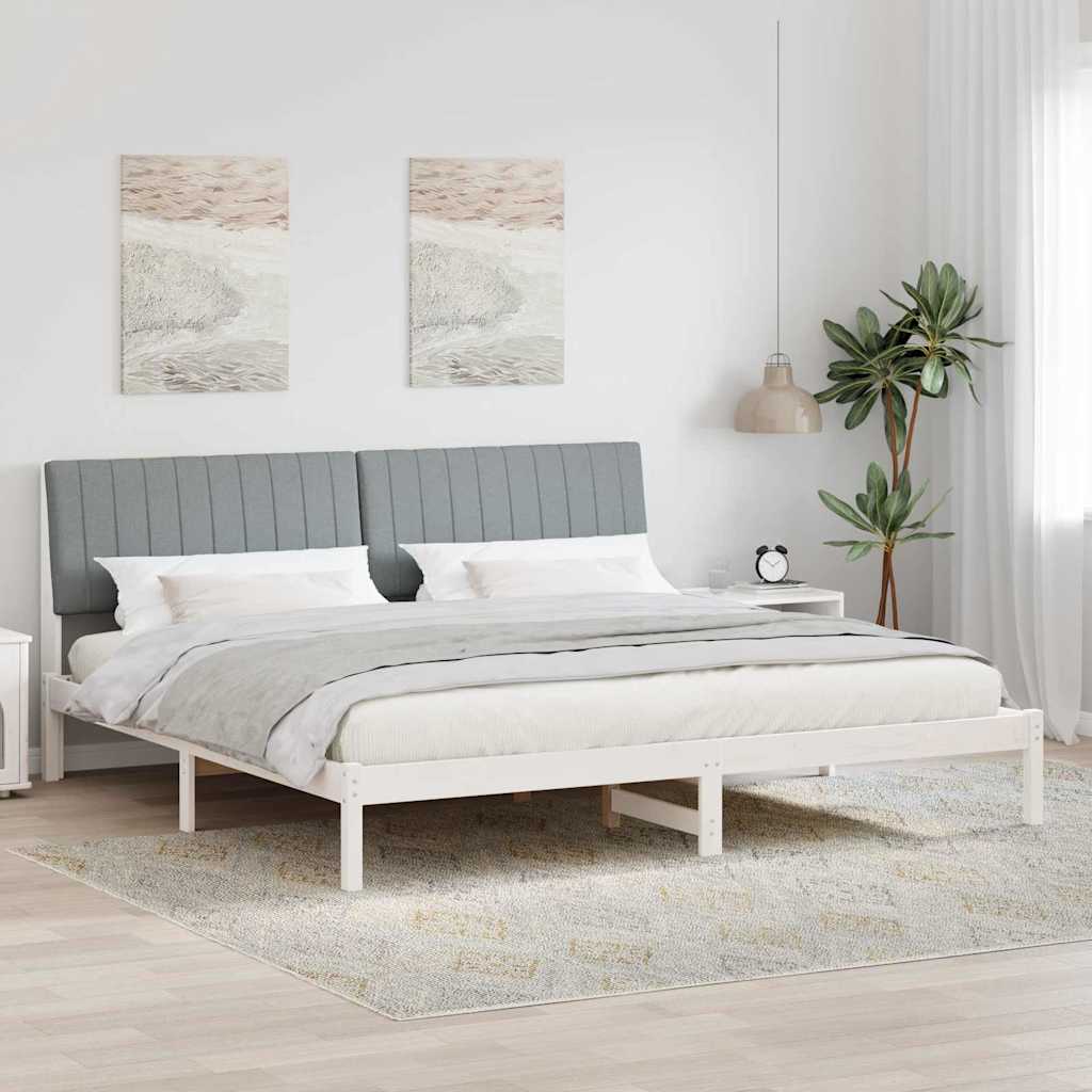 Bettrahmen mit Kopfteil Weiß 200 x 200 cm Massives Kiefernholz