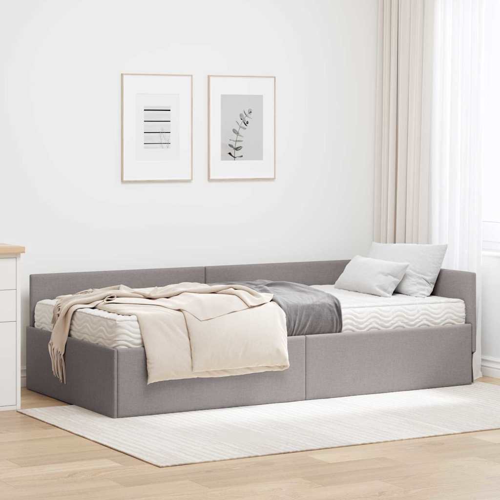 Eckbettgestell mit Matratze Sonstiges 2 Stk. Taupe Stoff