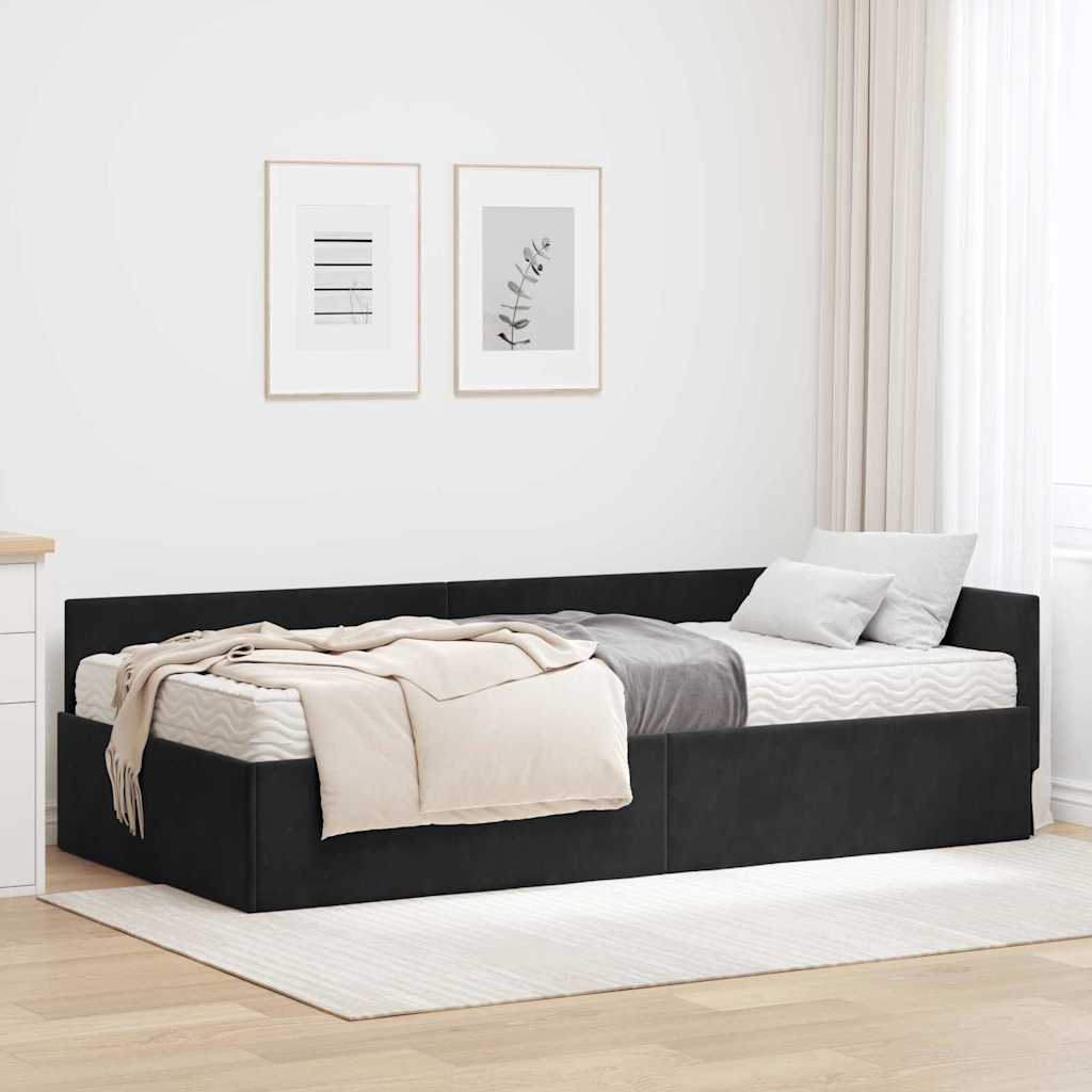 Eckbettgestell mit Matratze Sonstiges 2 stk. Schwarz Samt