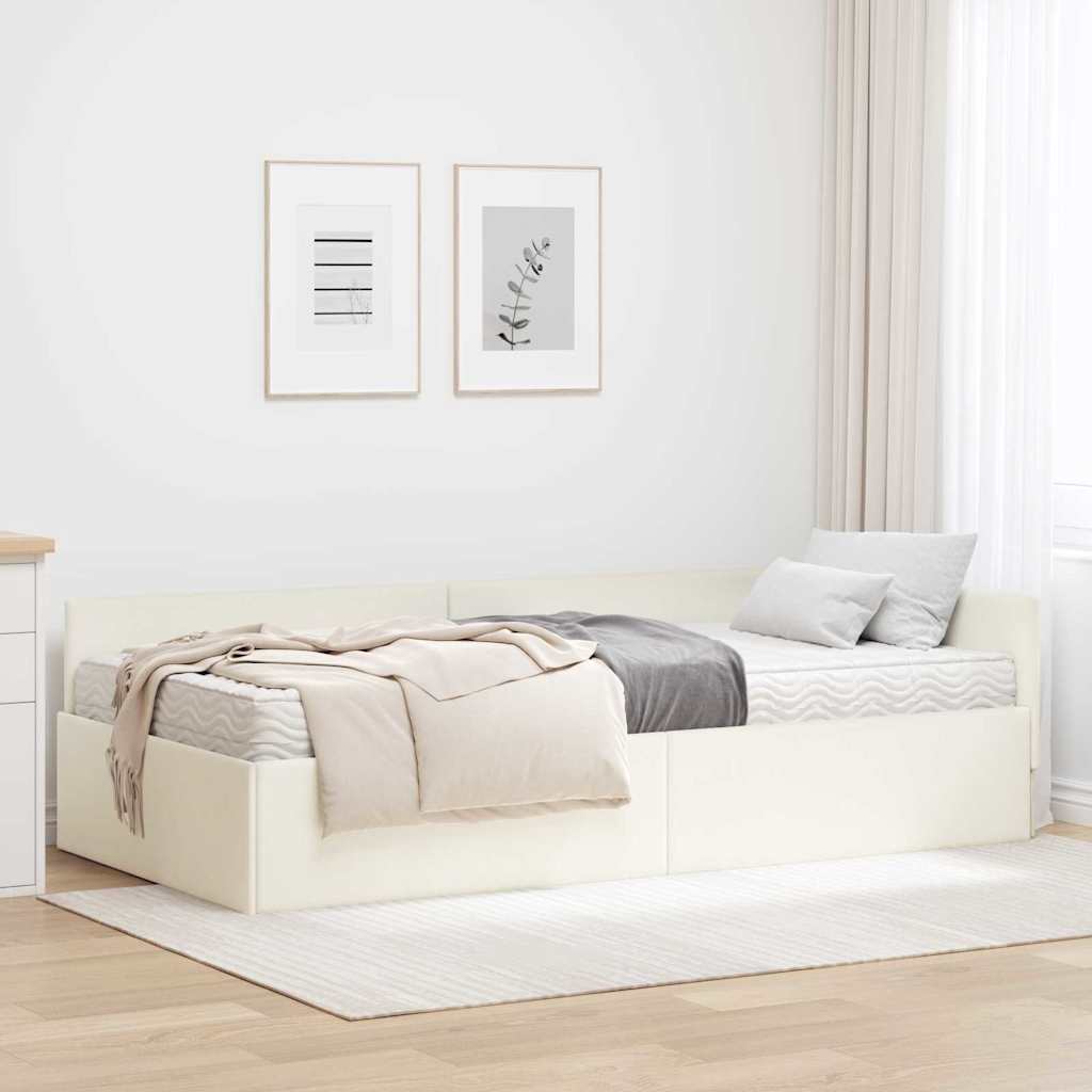 Eckbettgestell mit Matratze Sonstiges 2 stk. Creme Samt