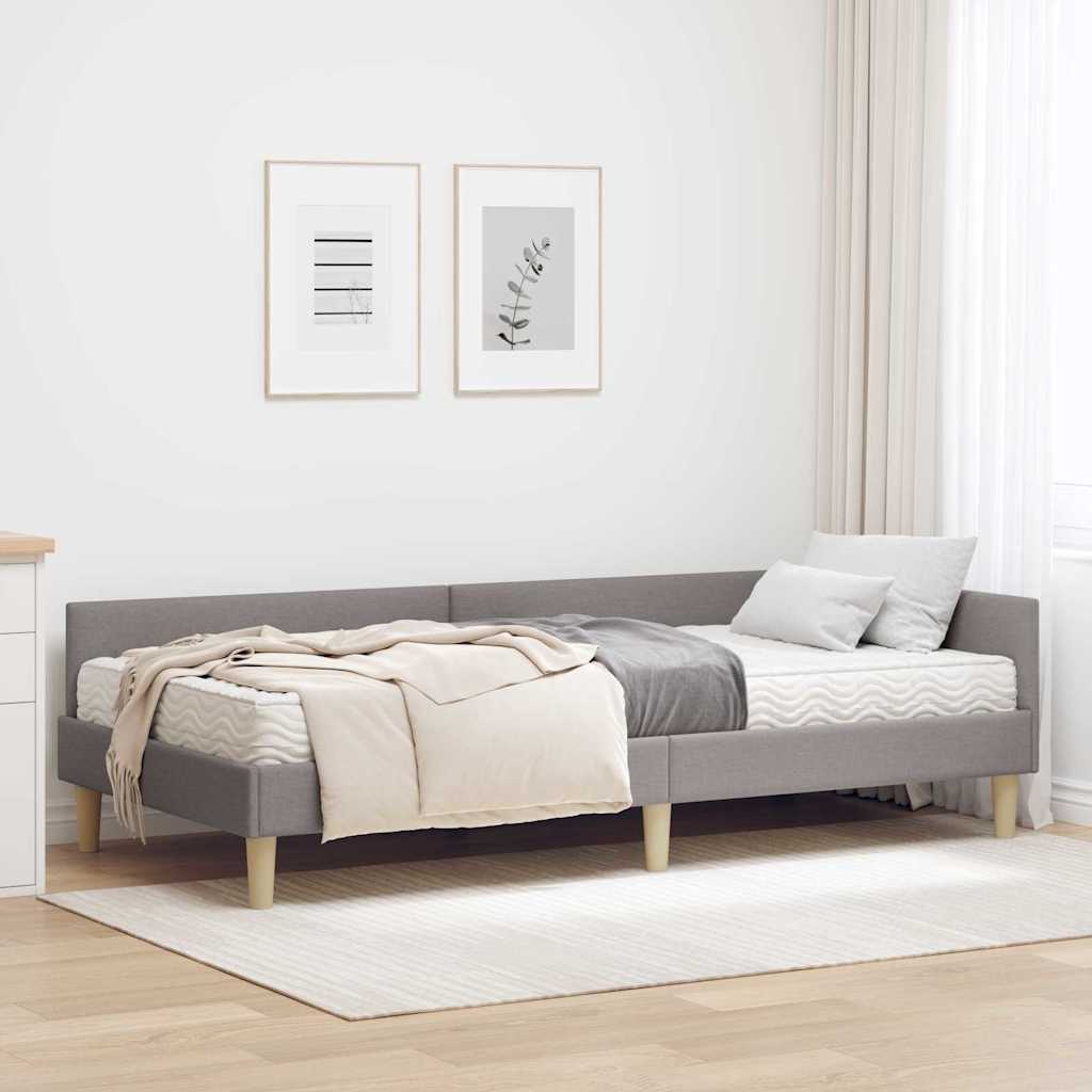 Eckbettgestell mit Matratze Sonstiges 2 Stk. Taupe Stoff