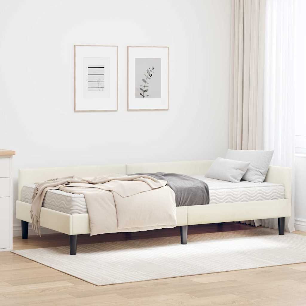 Eckbettgestell mit Matratze Sonstiges 2 Stk. Creme Samt