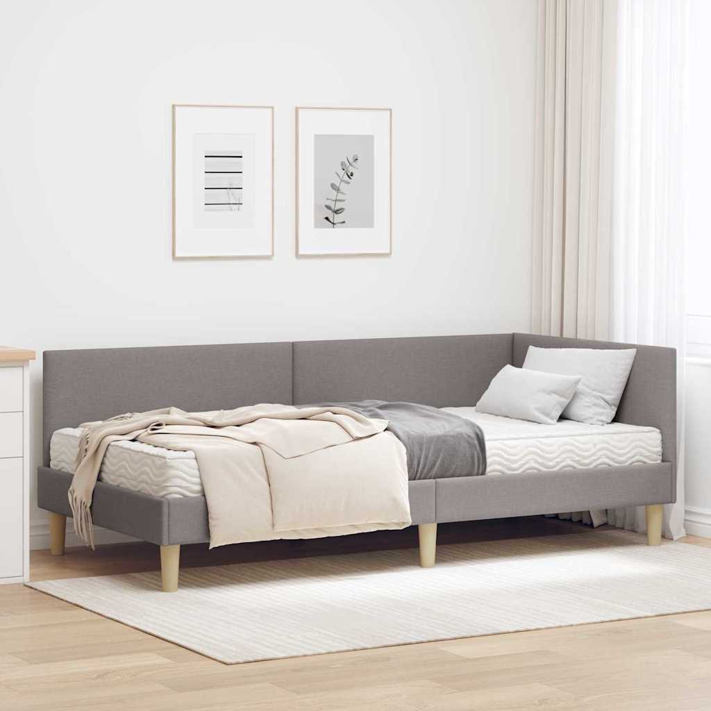 Eckbettgestell mit Matratze Sonstiges 2 Stk. Taupe Stoff