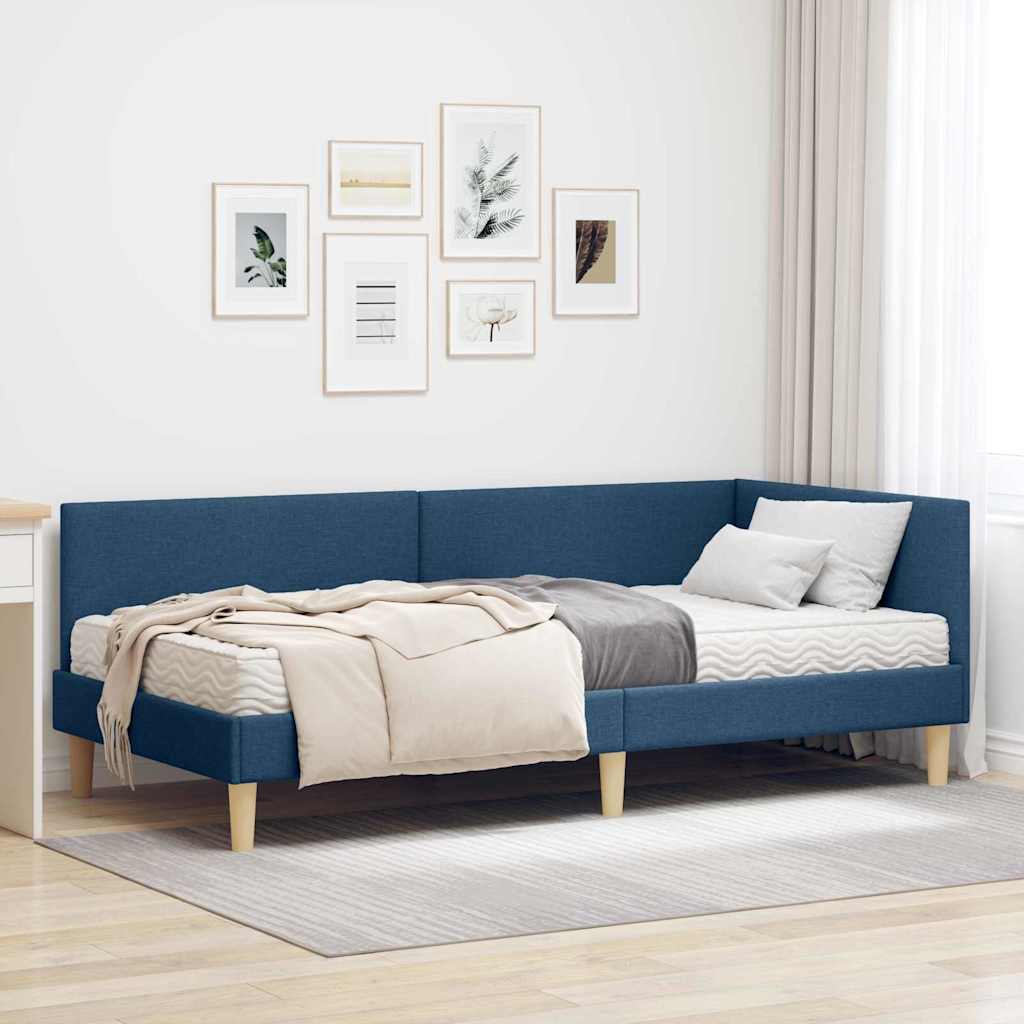 Eckbettgestell mit Matratze Sonstiges 2 Stk. Blau Stoff