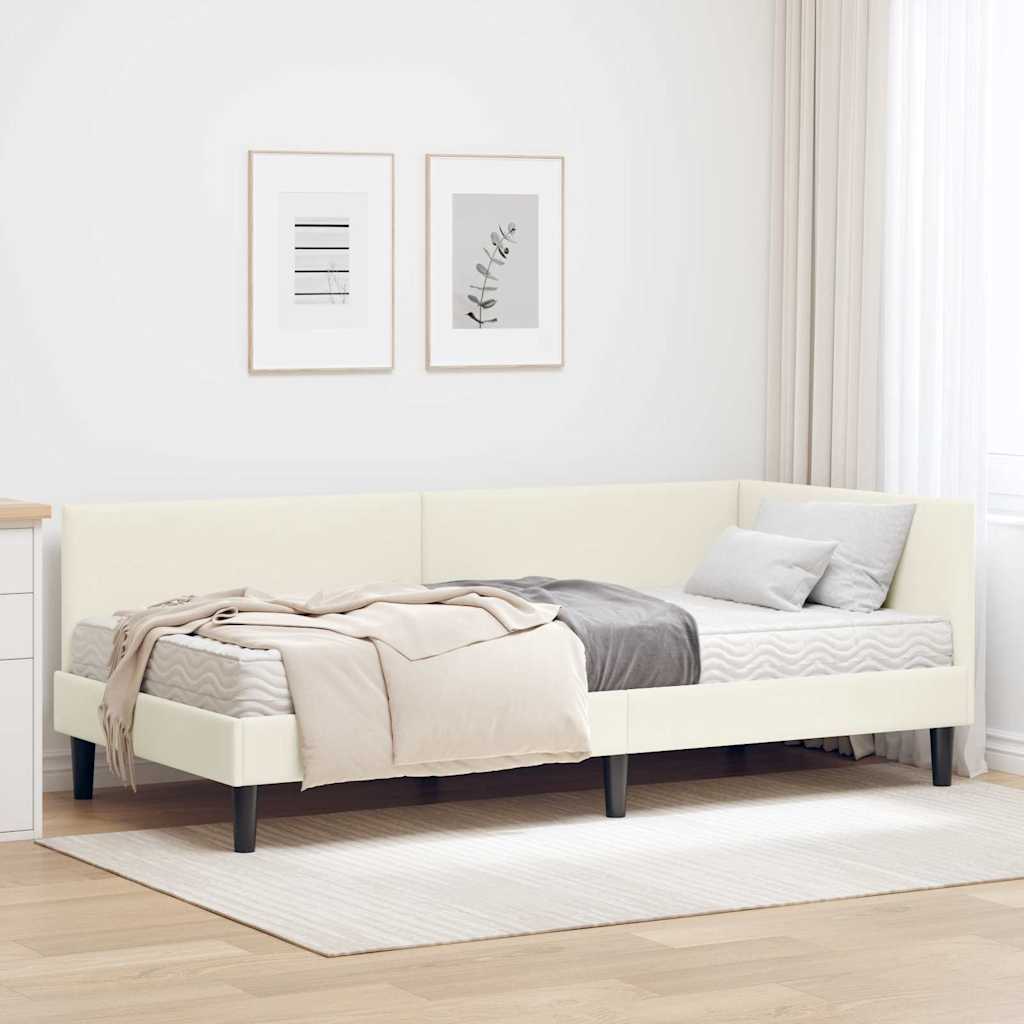 Eckbettgestell mit Matratze Sonstiges 2 stk. Creme Samt