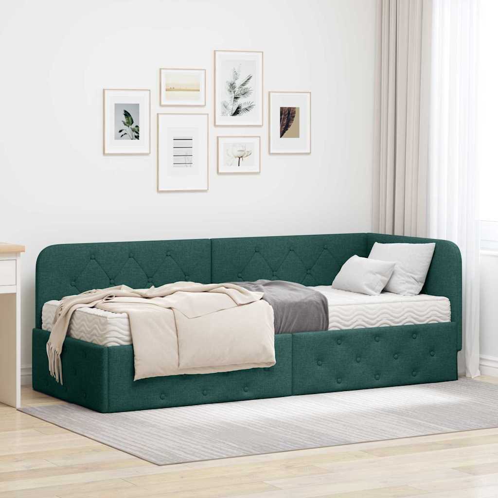 Eckbettgestell Dunkelgrün 80 x 200 cm Stoff