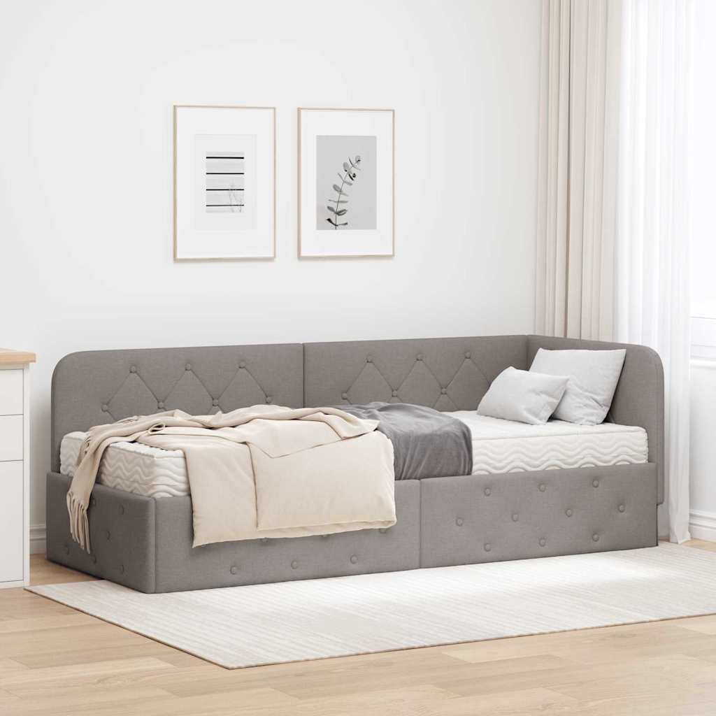 Eckbettgestell Taupe 80 x 200 cm Stoff