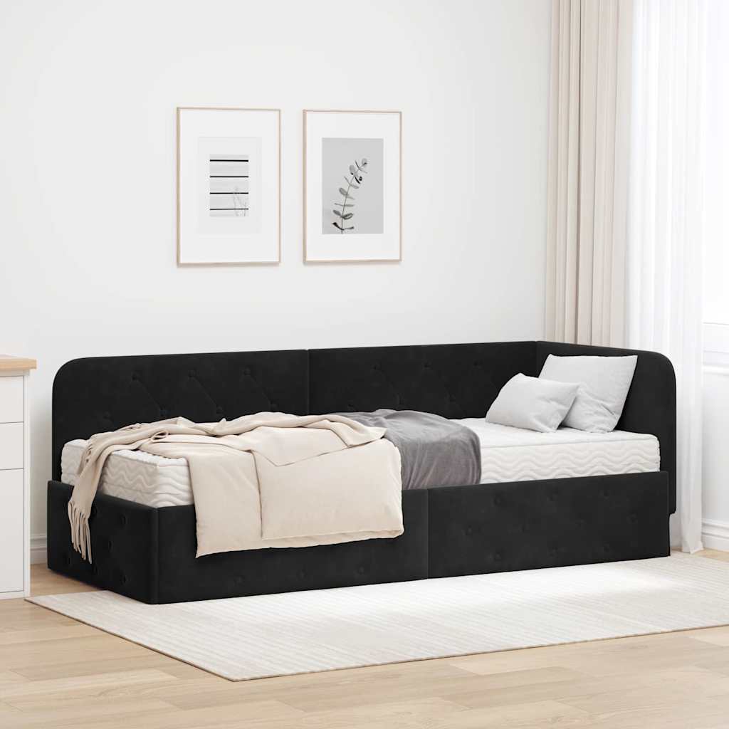 Eckbettgestell Schwarz 80 x 200 cm Samt
