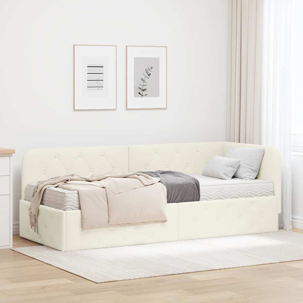 Eckbettgestell Creme 80 x 200 cm Samt