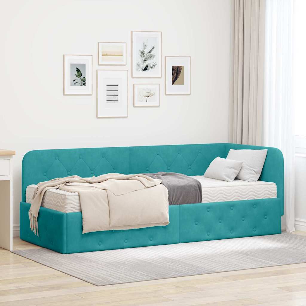 Eckbettgestell Türkis 80 x 200 cm Samt