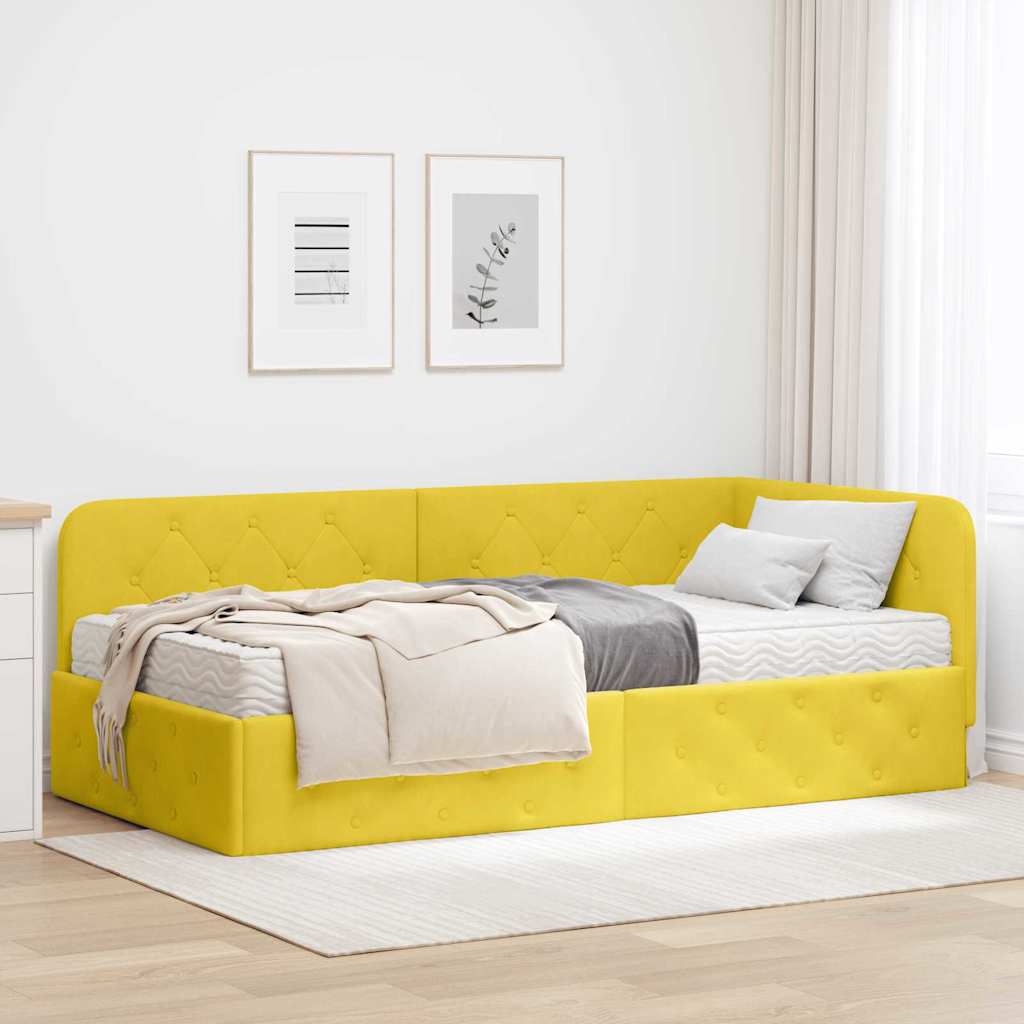 Eckbettgestell Gelb 90 x 190 cm Samt