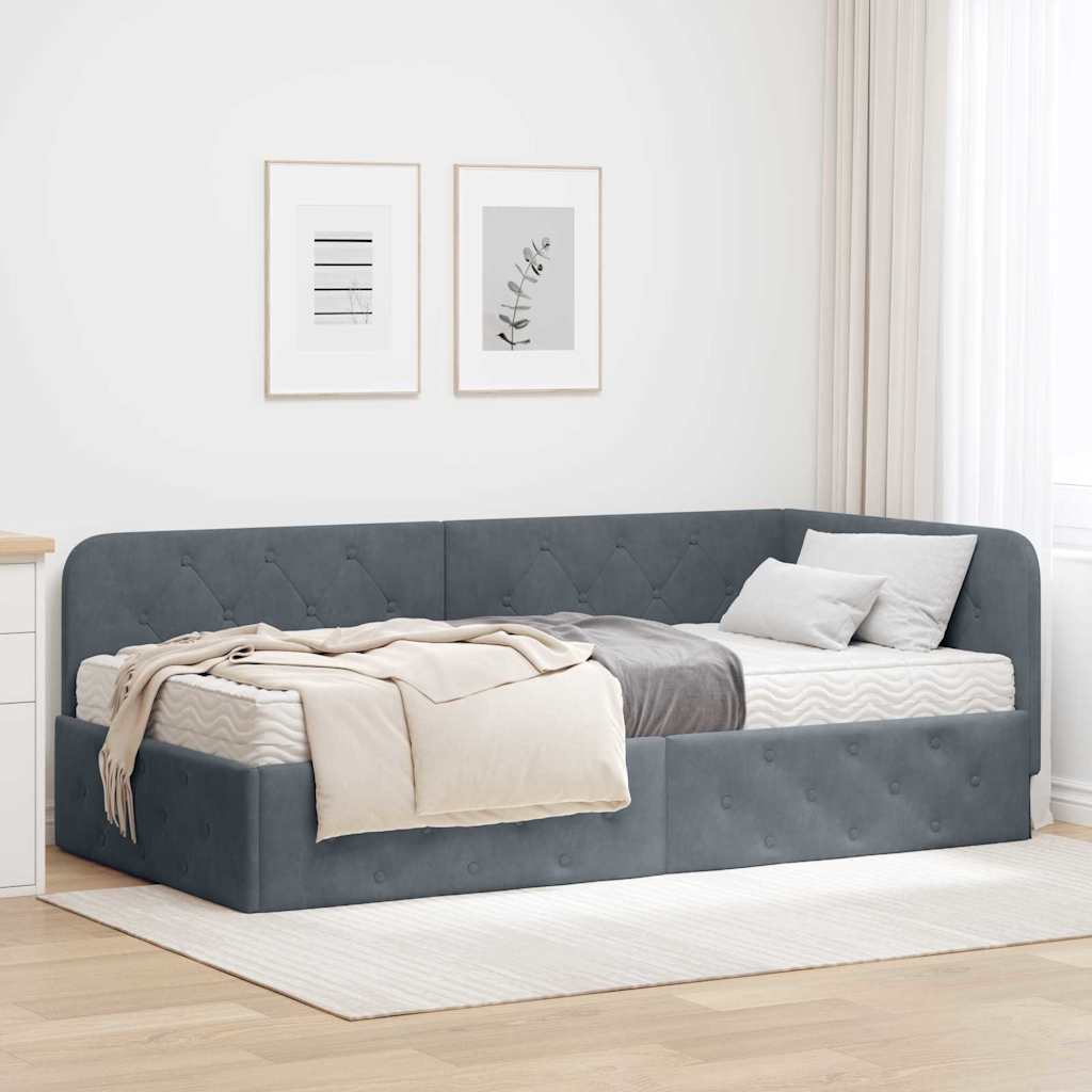 Eckbettgestell Dunkelgrau 100 x 200 cm Samt