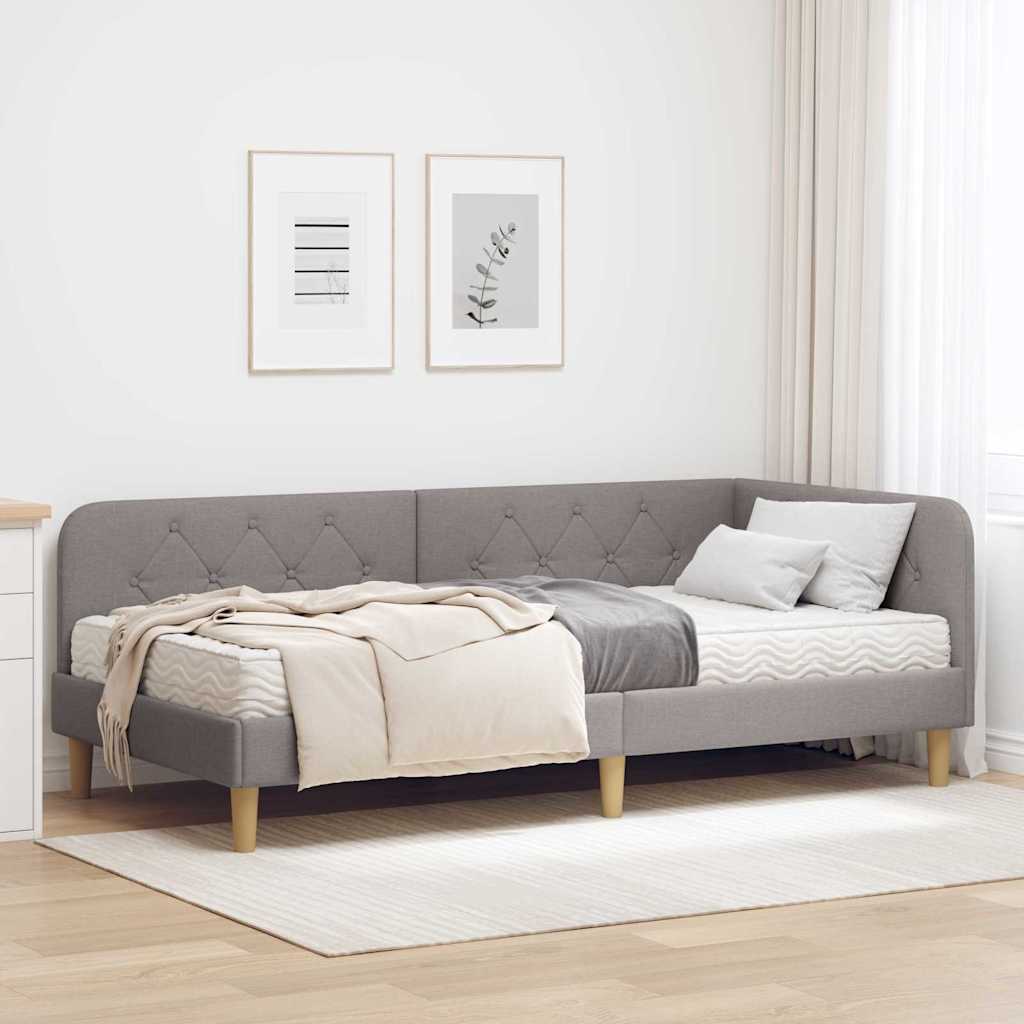 Eckbettgestell Taupe 100 x 200 cm Stoff