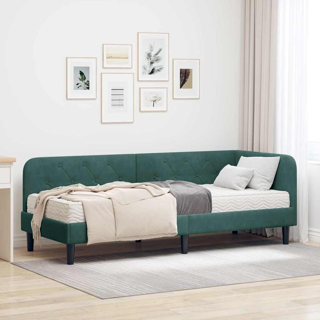 Eckbettgestell Dunkelgrün 80 x 200 cm Samt