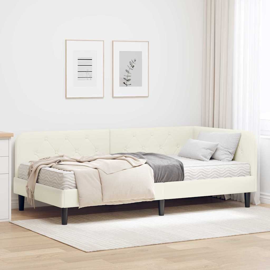 Eckbettgestell Creme 90 x 190 cm Samt