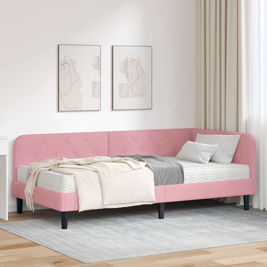 Eckbettgestell Rosa 100 x 200 cm Samt