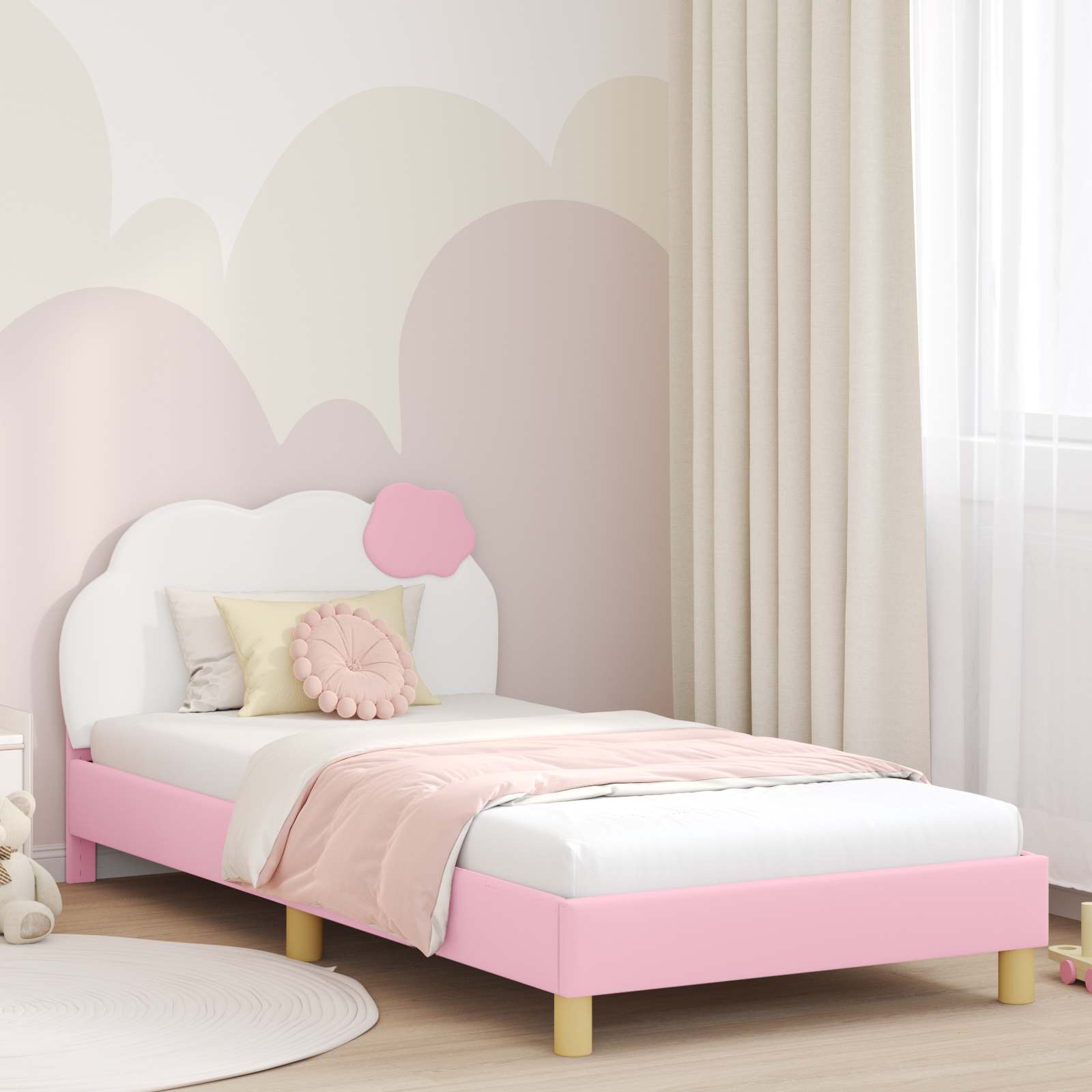 Kinderbettgestell mit Kopfteil Rosa 80 x 200 cm PU