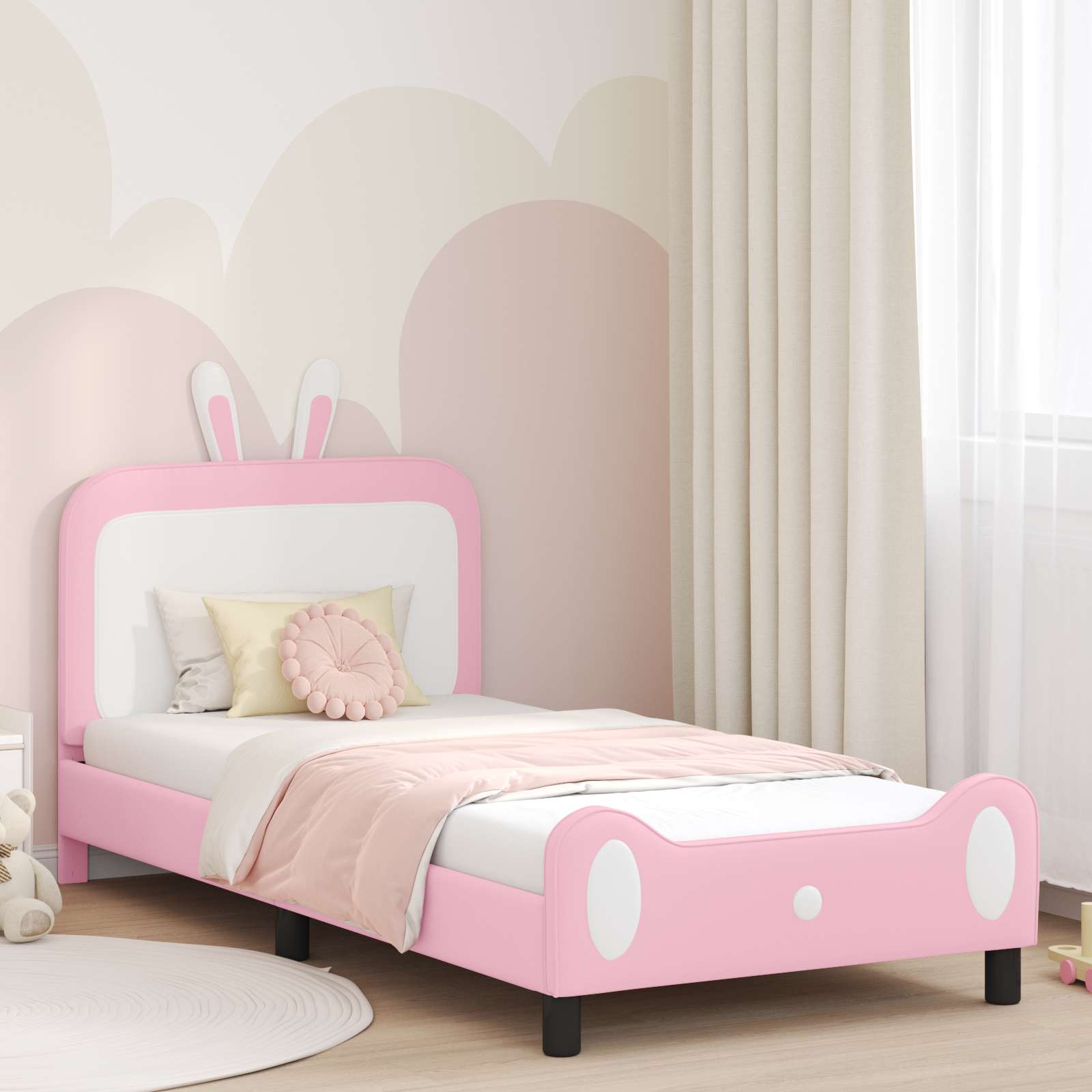 Kinderbettgestell mit Kopfteil Rosa 80 x 200 cm PU