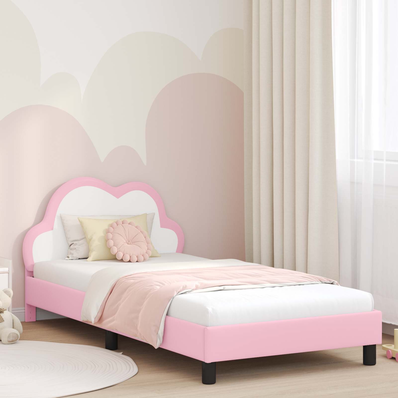 Kinderbettgestell mit Kopfteil Rosa 80 x 200 cm PU