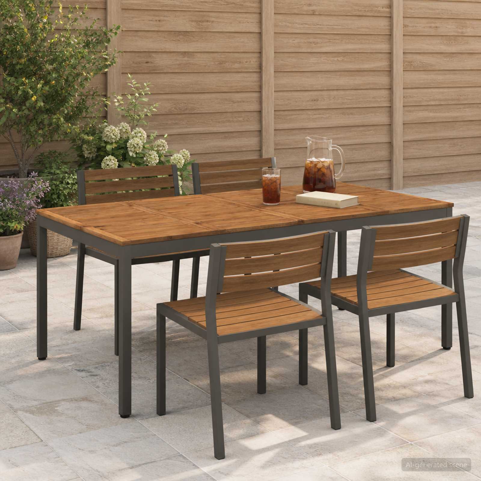 Gartentisch Natur und Kaffee 196 x 100,5 x 75 cm