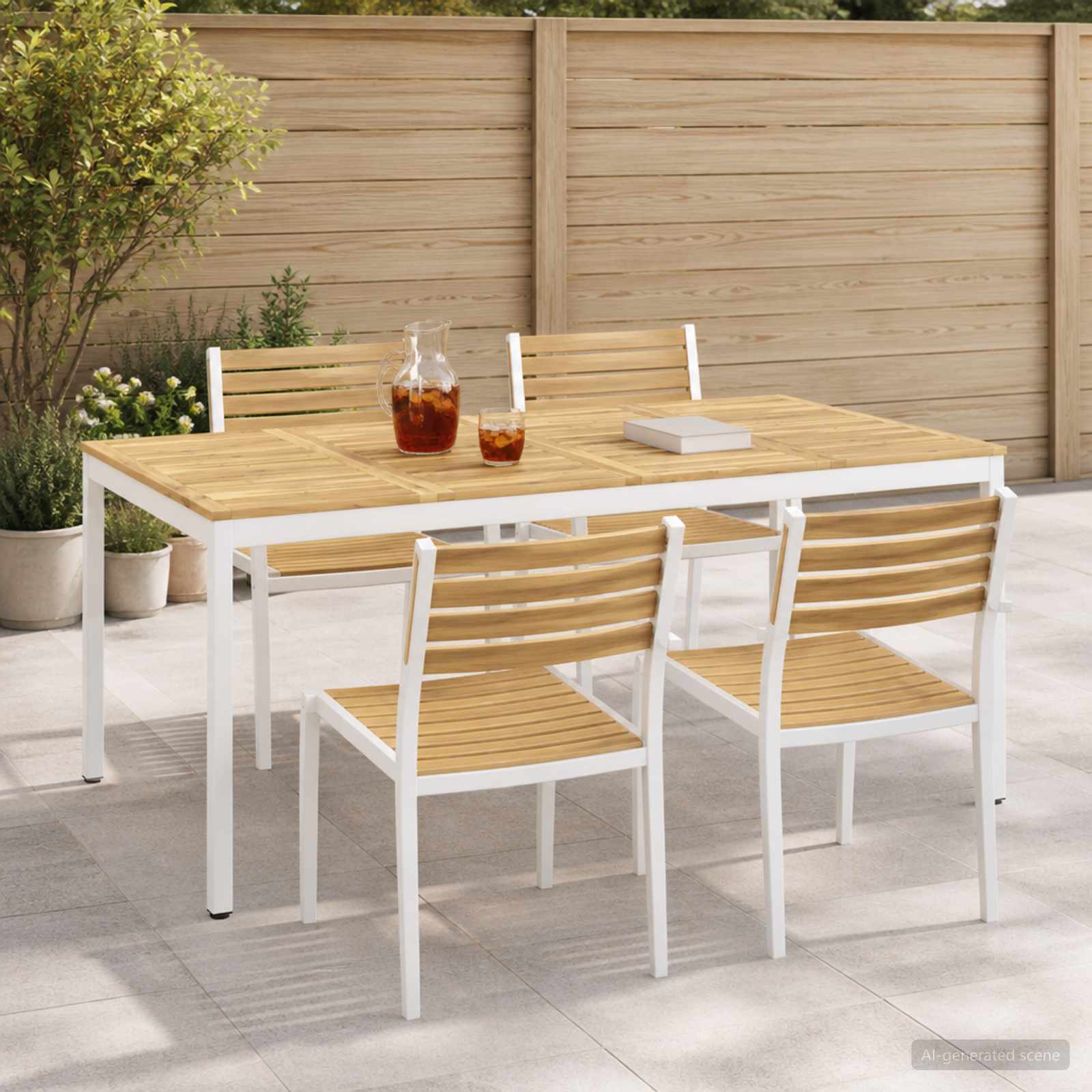 Gartentisch Weiß 196 x 100,5 x 75 cm Massivholz Akazie