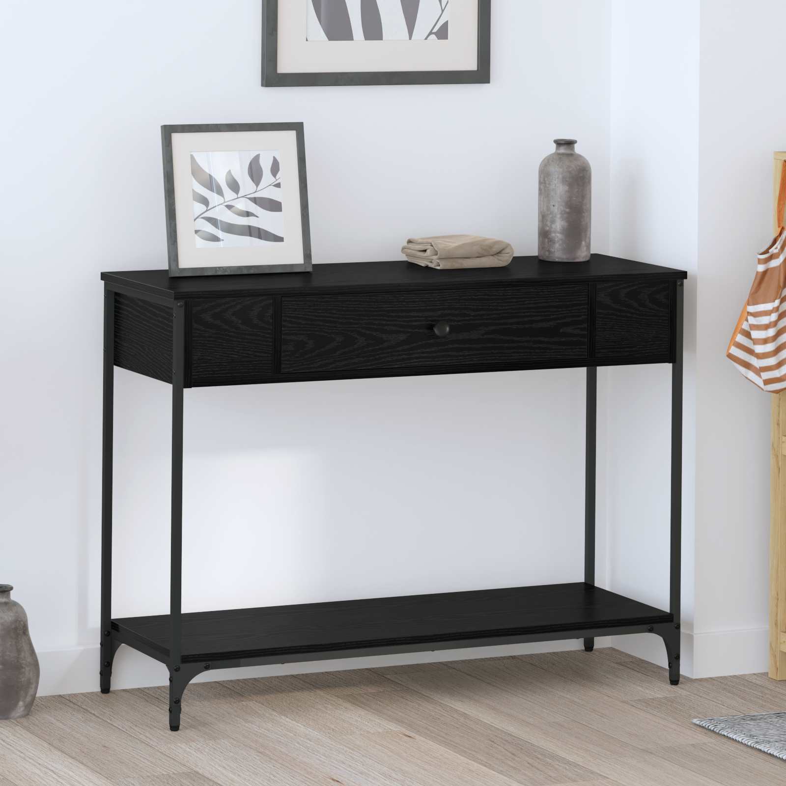 Konsolentisch Schwarz Eichen-Optik 100 x 34,5 x 75 cm