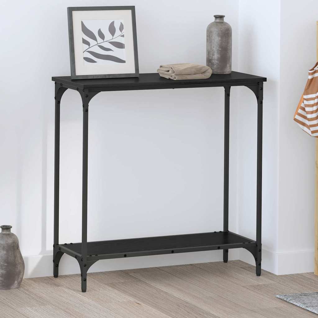 Konsolentisch Schwarz Eichen-Optik 75 x 30,5 x 75 cm