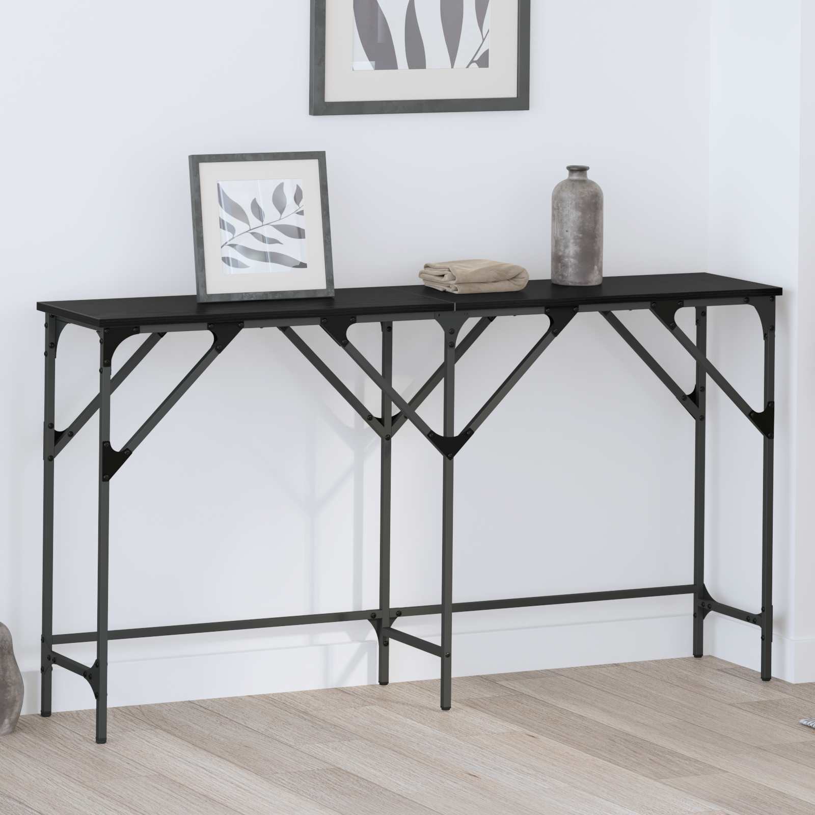 Konsolentisch Schwarz Eichen-Optik 140 x 29 x 75 cm