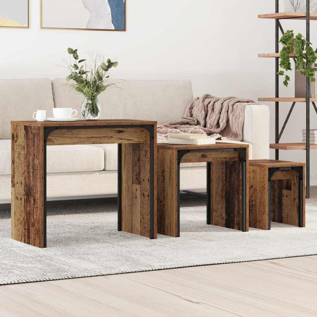 Couchtisch 3 stk. Altholz 60 x 35 x 56 cm Holzwerkstoff