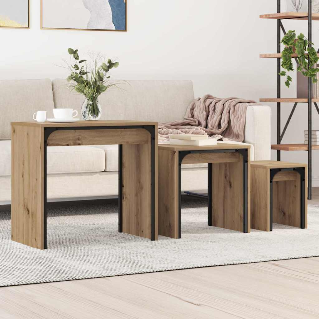 Couchtisch 3 stk. Artisan-Eiche 60 x 35 x 56 cm Holzwerkstoff