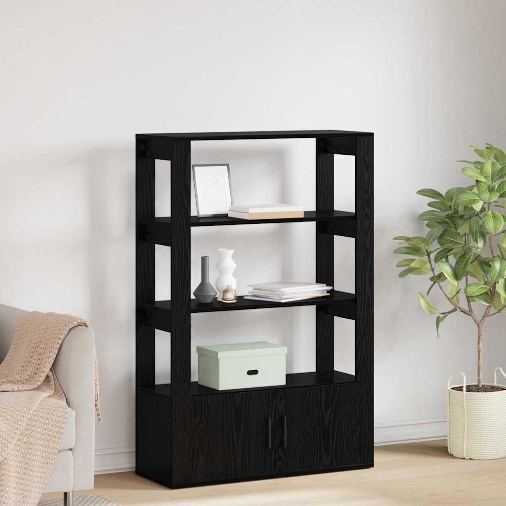 Sideboard Schwarz Eichen-Optik 30 x 80 x 119.5 cm Holzwerkstoff