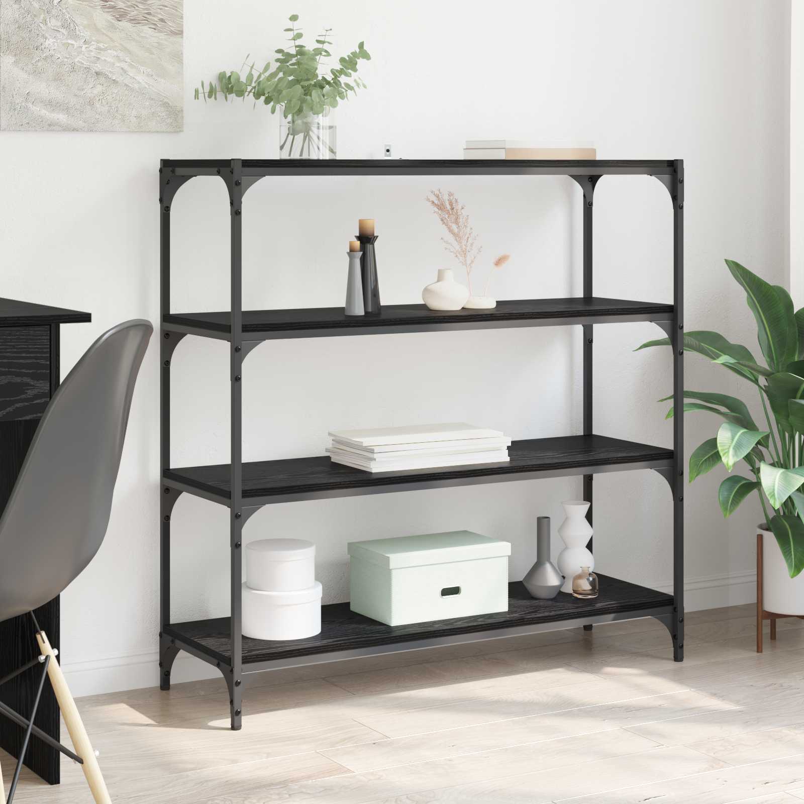 Bücherregal Schwarz Eichen-Optik 100 x 33 x 100 cm