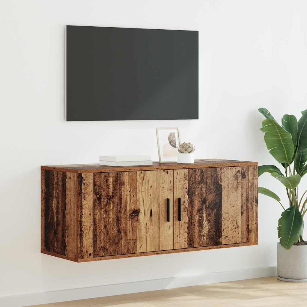 Wandmontiertes TV-Regal 100 x 34,5 x 40 cm Altholz