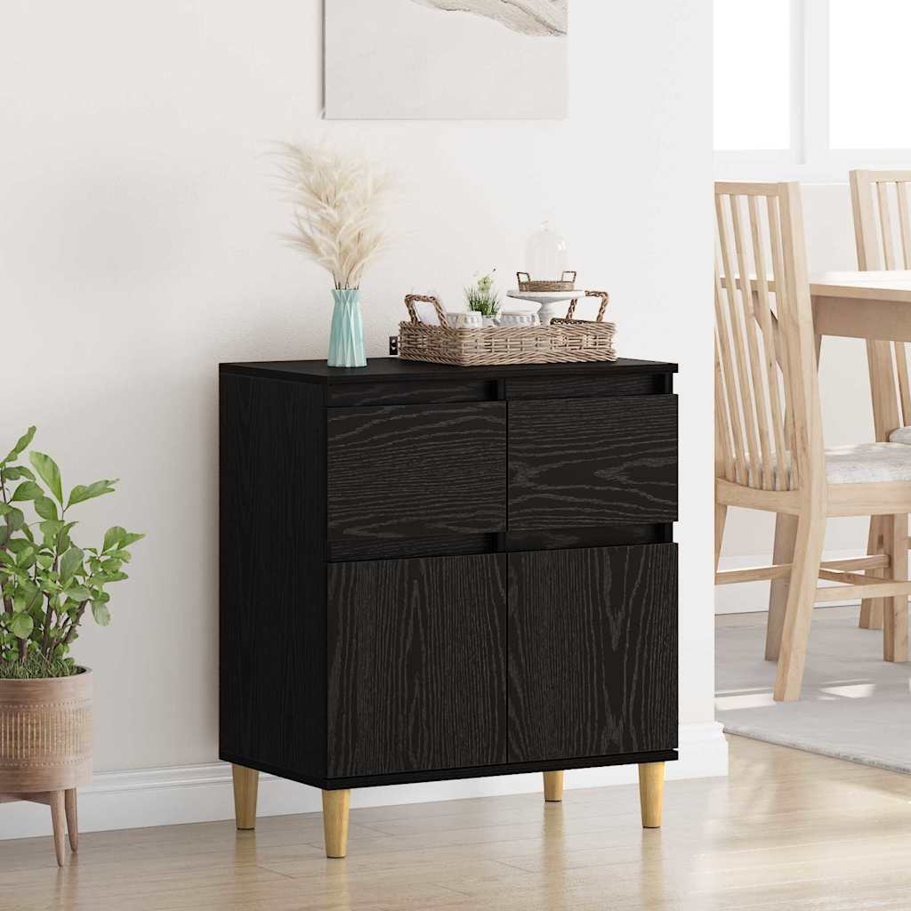 Sideboard Schwarz Eichen-Optik 60 x 35 x 70 cm Holzwerkstoff