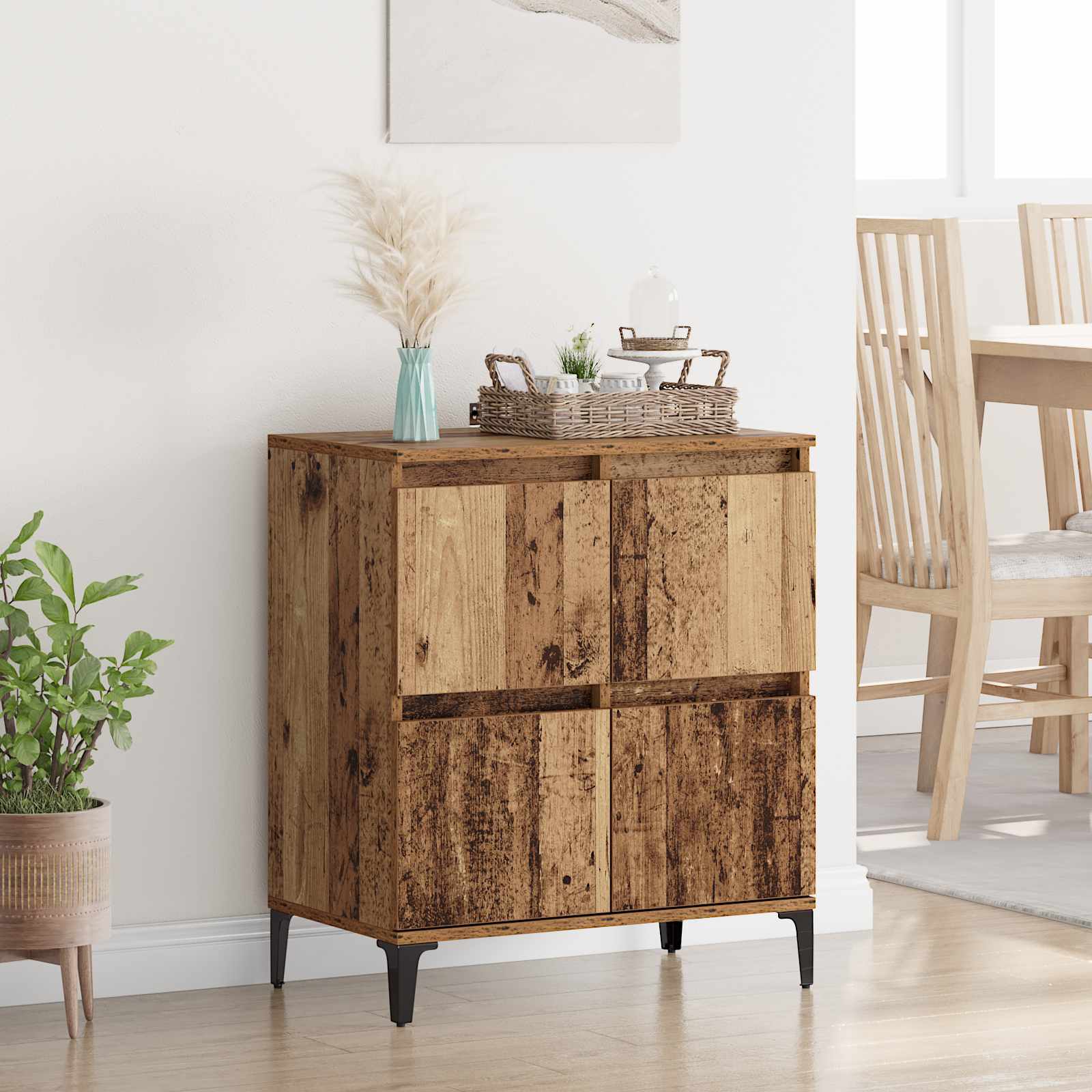 Sideboard Altholz 60 x 35 x 70 cm Verbundholz und Eisen