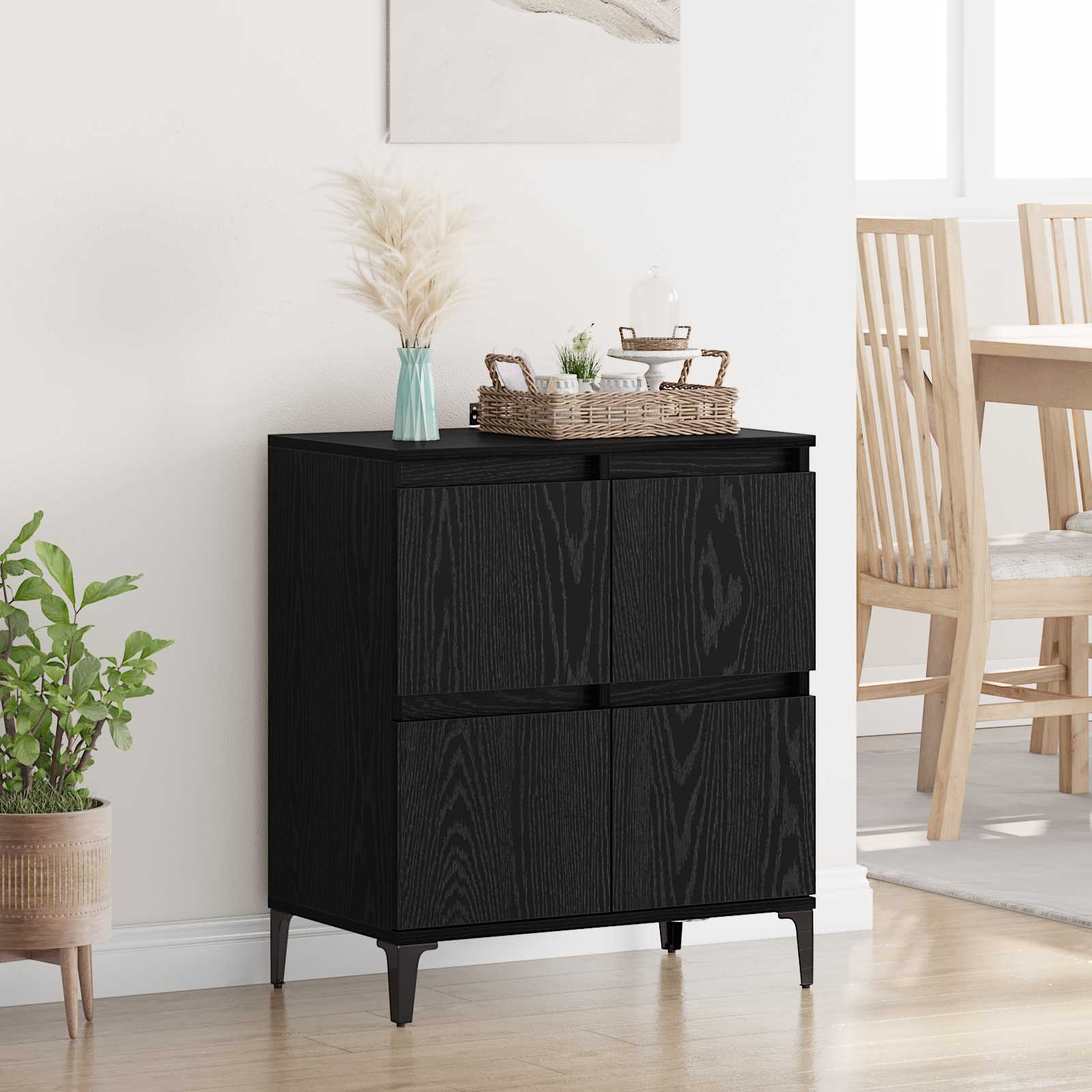 Sideboard Schwarz Eichen-Optik 60 x 35 x 70 cm