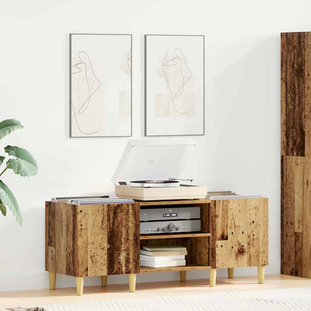 Schallplattenschrank 121 x 38 x 48 cm Holzwerkstoff Altholz