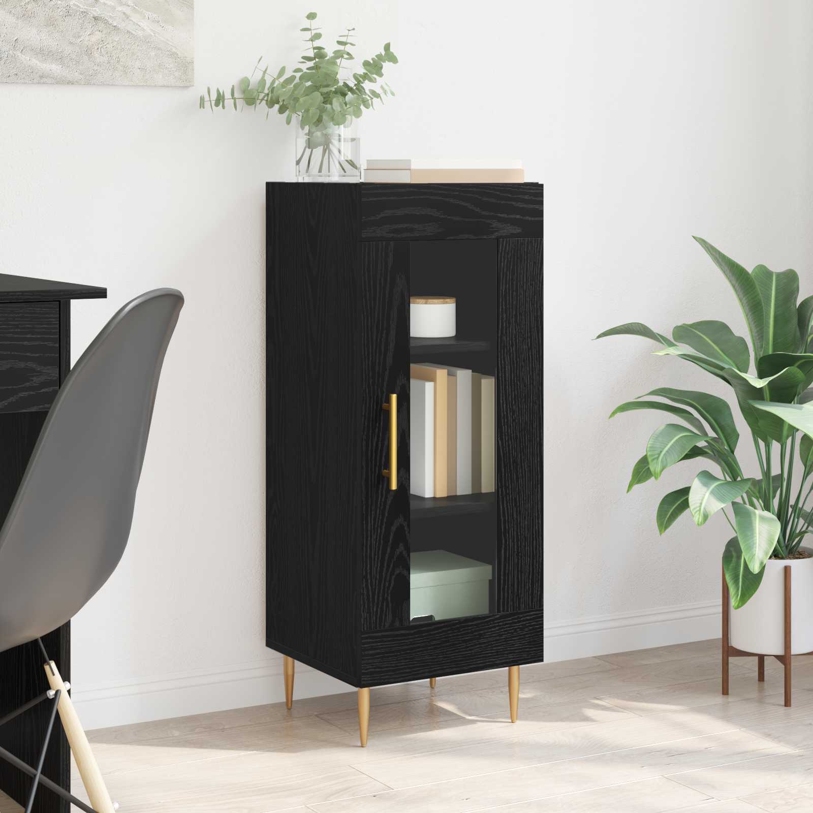 Sideboard Schwarz Eichen-Optik 34 x 34,5 x 90 cm Holzwerkstoff