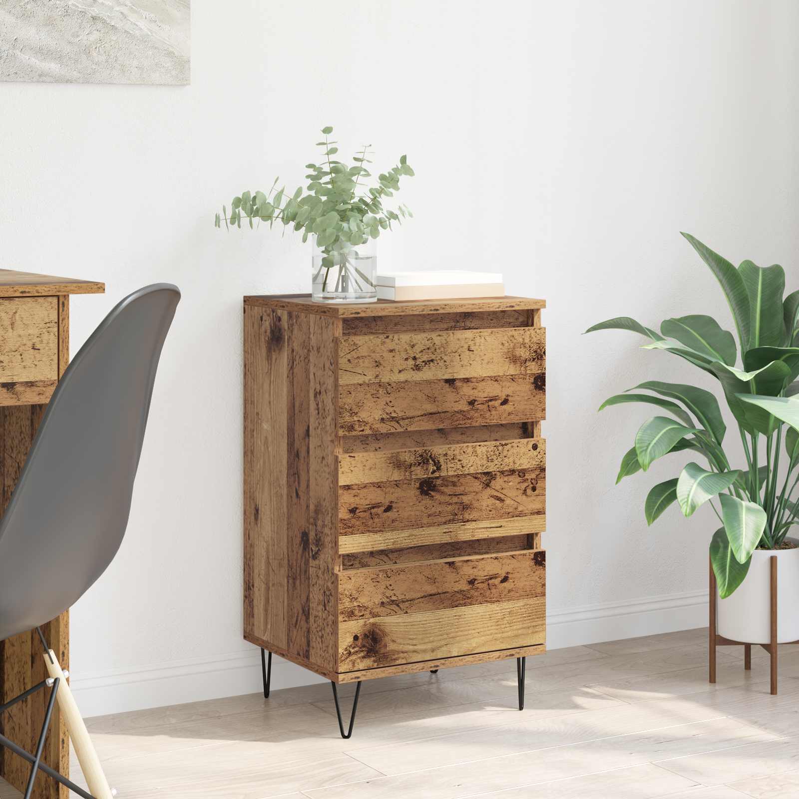 Sideboard Altholz 40 x 35 x 70 cm Verbundholz und Eisen