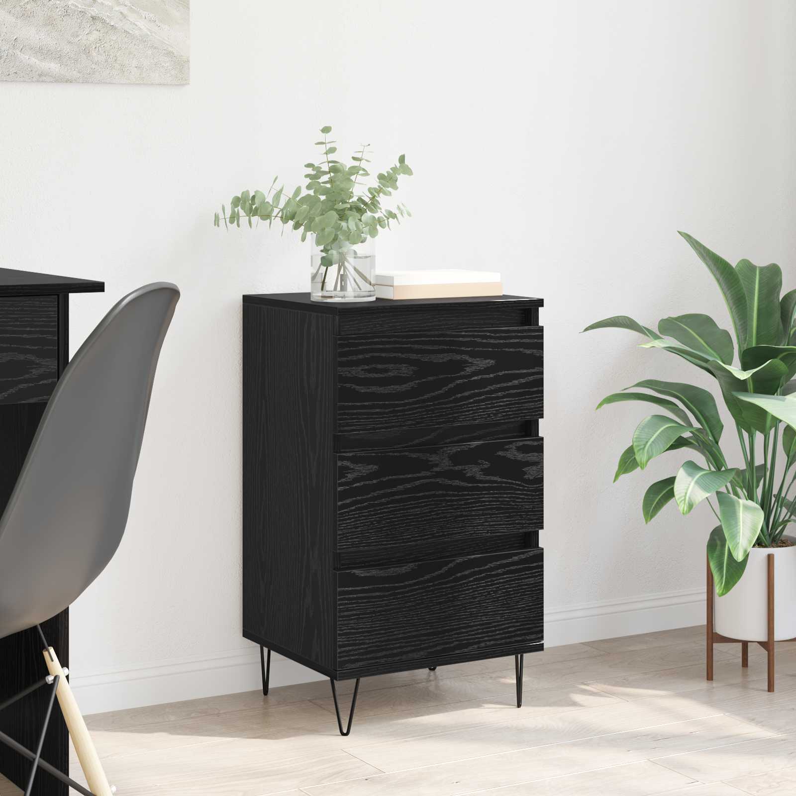Sideboard Schwarz Eichen-Optik 40 x 35 x 70 cm