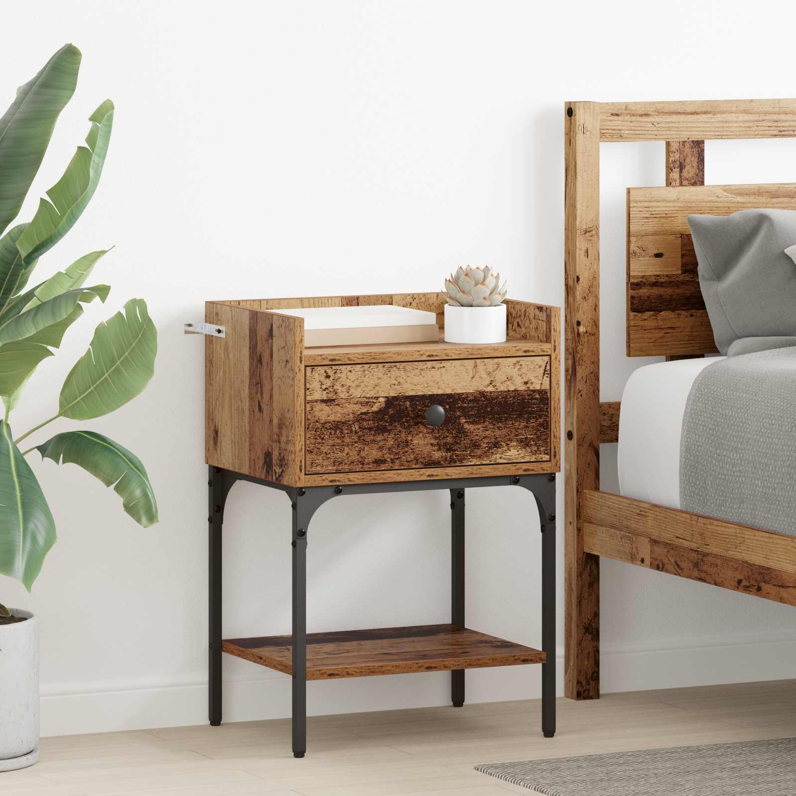 Nachttisch 2 Stk. Altholz 40 x 29 x 60 cm Holzwerkstoff