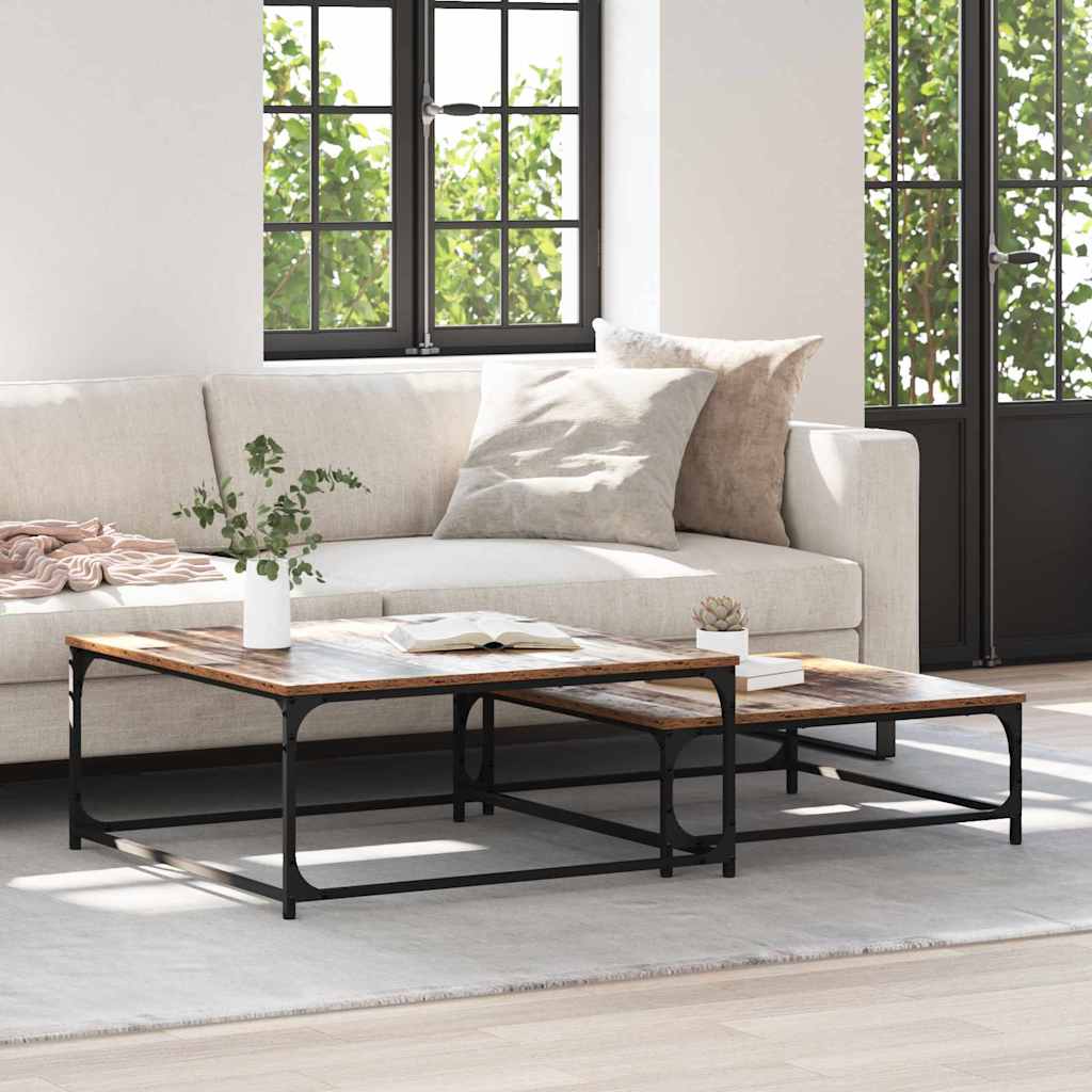 Couchtisch 2 stk. Altholz 80 x 80 x 35 cm Holzwerkstoff