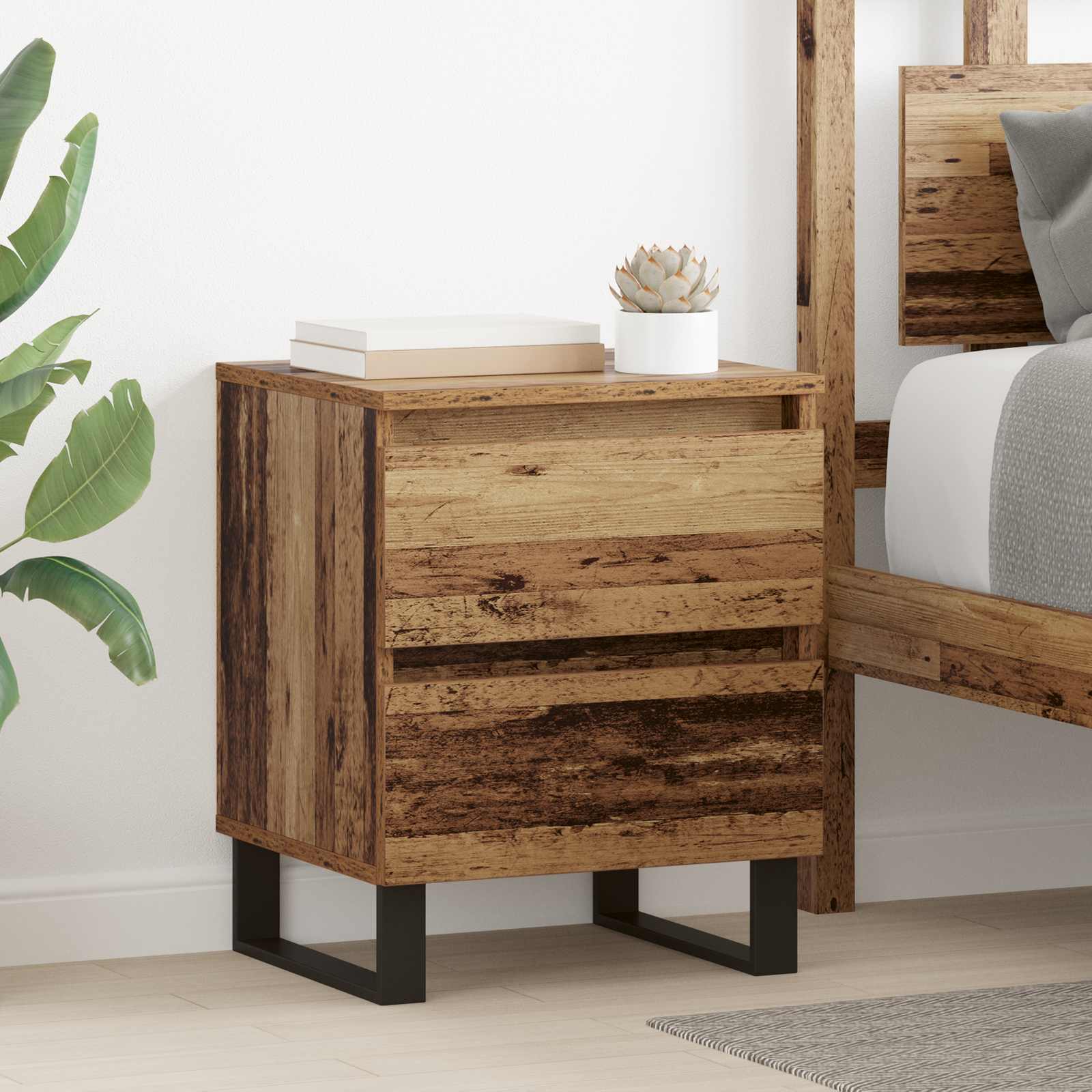 Nachttisch 2 stk. Altholz 40 x 35 x 50 cm Holzwerkstoff