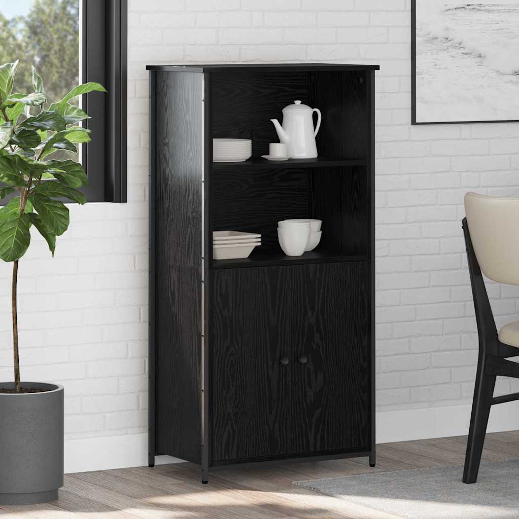 Highboard Schwarz Eichen-Optik 62 x 36 x 121,5 cm Holzwerkstoff