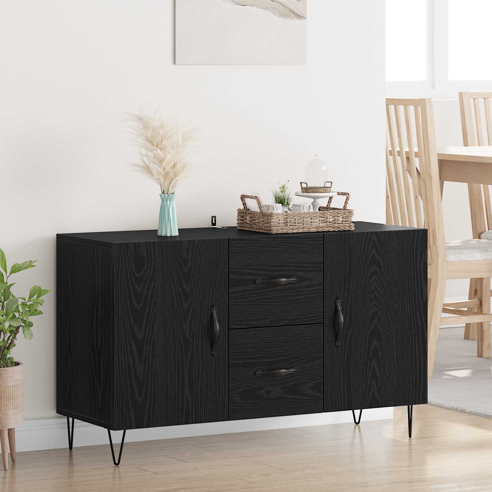 Sideboard Schwarz Eichen-Optik 100 x 36 x 60 cm Holzwerkstoff