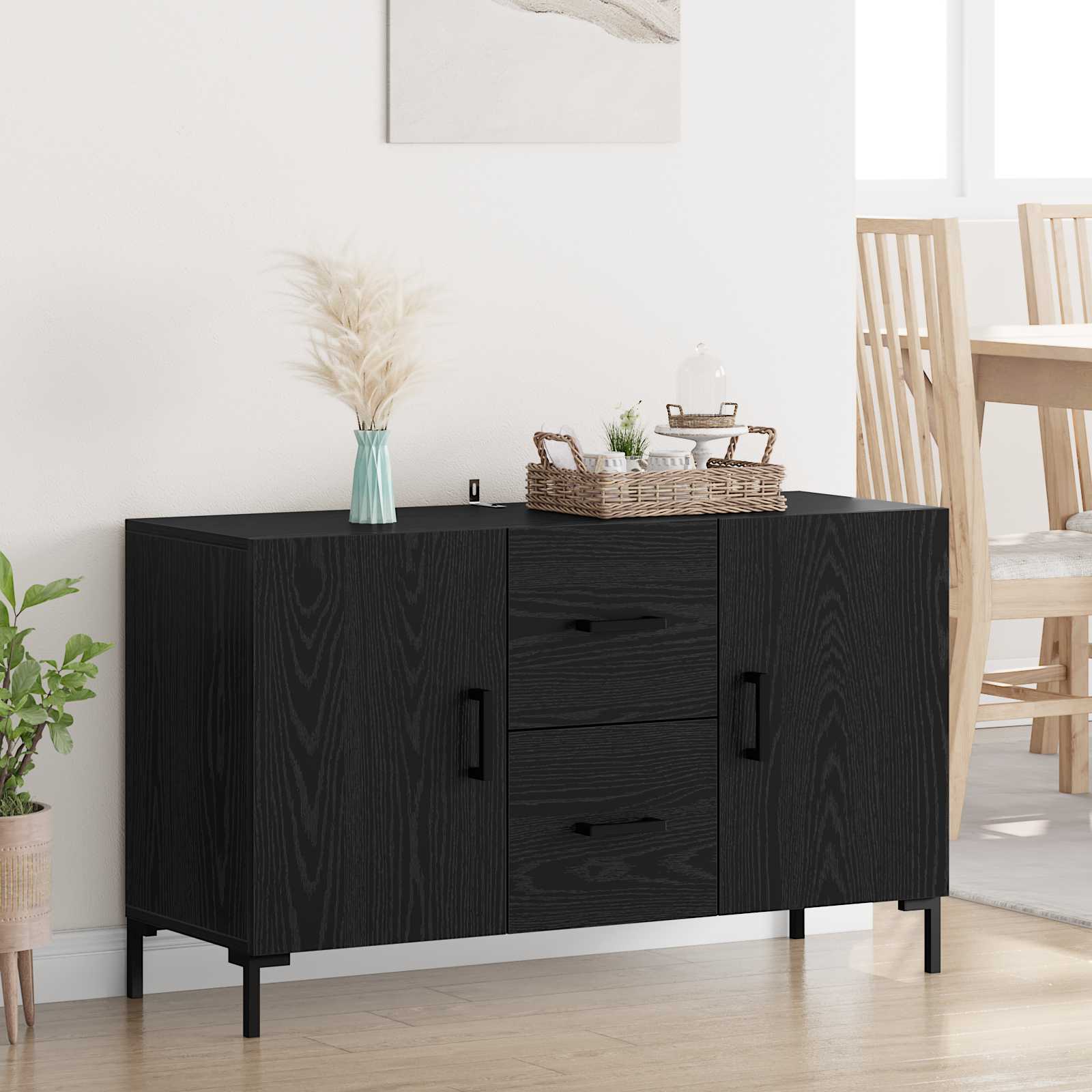 Sideboard Schwarz Eichen-Optik 100 x 36 x 60 cm Holzwerkstoff