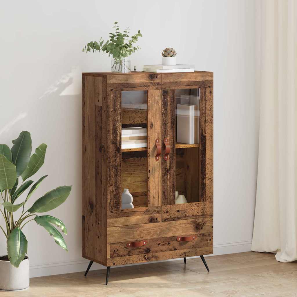 Highboard Altholz 69,5 x 31 x 115 cm Engineered Wood und Glas