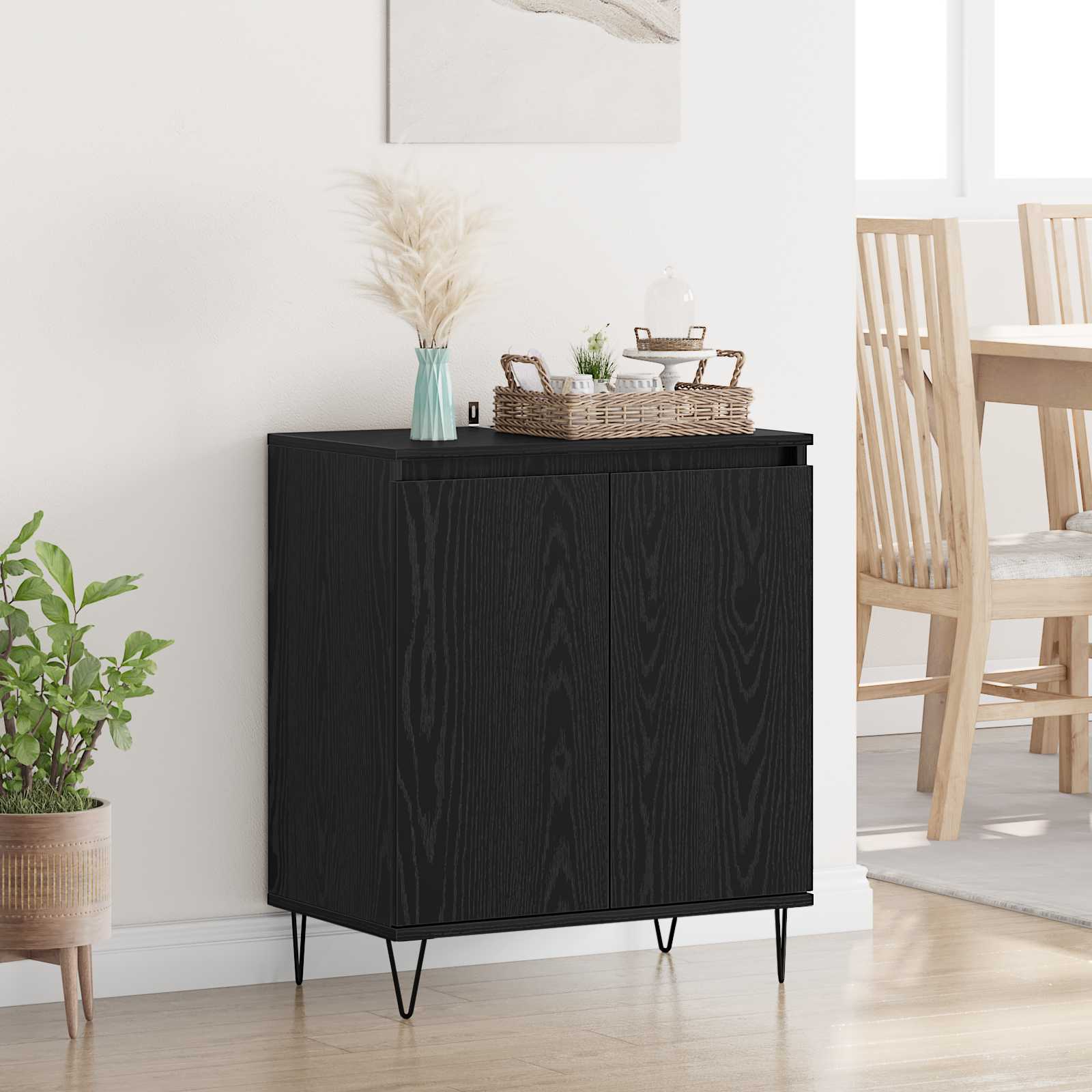 Sideboard Schwarz Eichen-Optik 60 x 35 x 70 cm Holzwerkstoff