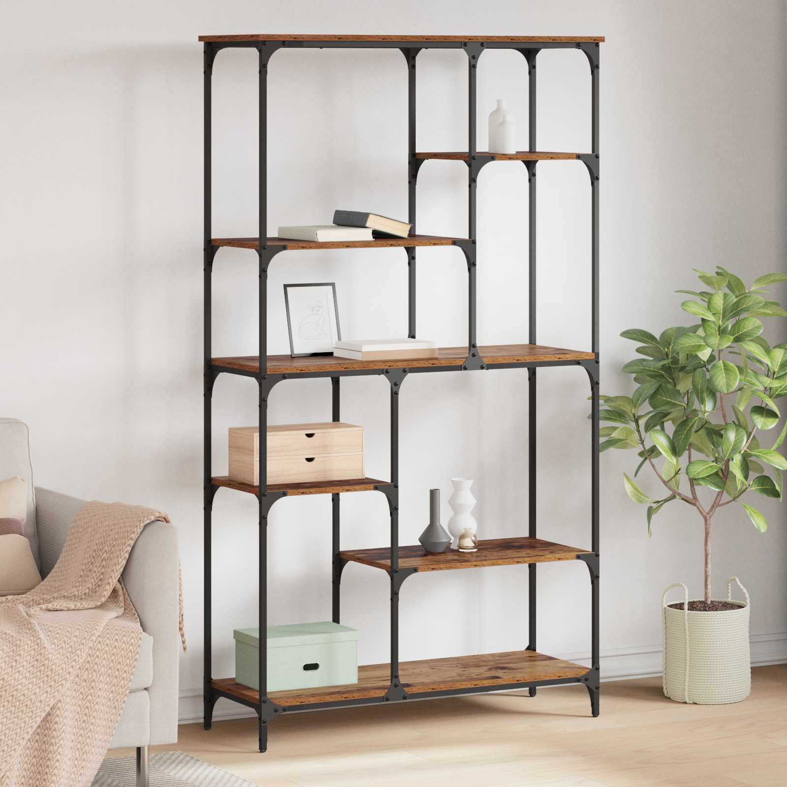 Bücherregal 5 Ebenen 99 x 35,5 x 176 cm Holzwerkstoff Altholz